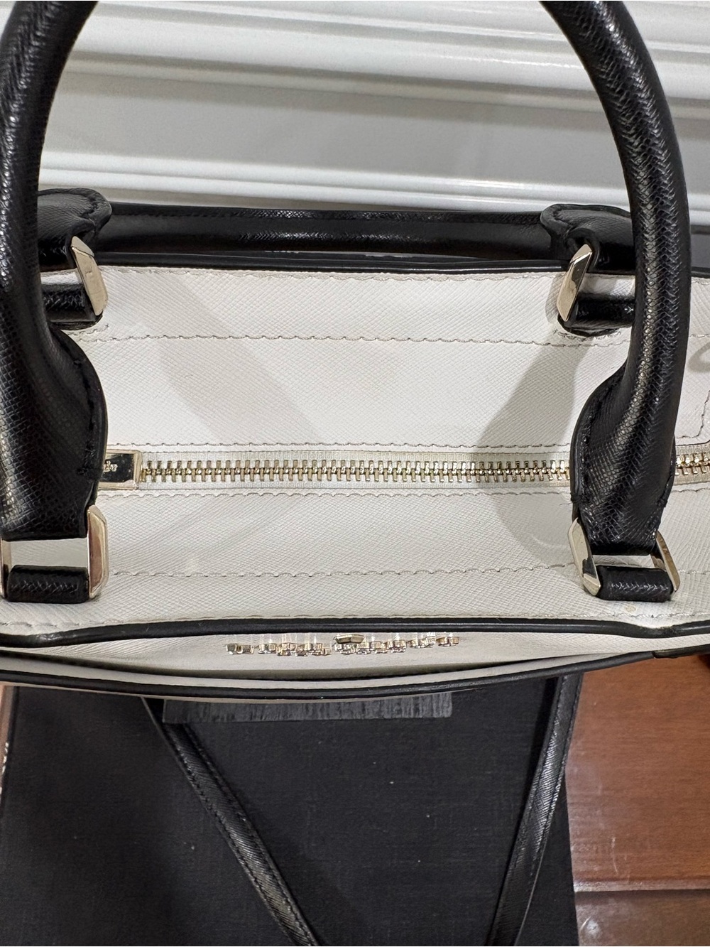 kate spade Beige, White & Black Colorblock Saffiano Satchel - Picture 3 of 5